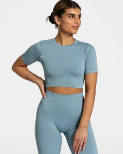 New Crop top Sensation « bleu acier » Femme Hauts | T-shirts