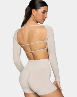 Hot Haut à manches longues Backless Femme « cream » Femme Hauts À Manches Longues