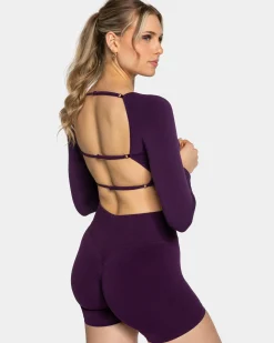 Clearance Haut à manches longues Backless Femme « aubergine » Femme Hauts À Manches Longues