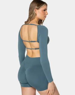 Discount Haut à manches longues Backless Femme « teal » Femme Hauts À Manches Longues
