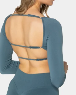 Discount Haut à manches longues Backless Femme « teal » Femme Hauts À Manches Longues
