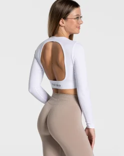 Hot Haut à manches longues Everyday Cut Out « blanc » Femme Hauts À Manches Longues
