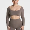 Best Haut à manches longues Femme Backless « moka » Femme Hauts À Manches Longues