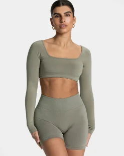 Outlet Haut à manches longues Femme Backless « kaki » Femme Hauts À Manches Longues