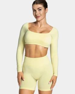 New Haut à manches longues Femme Backless « jaune » Femme Hauts À Manches Longues