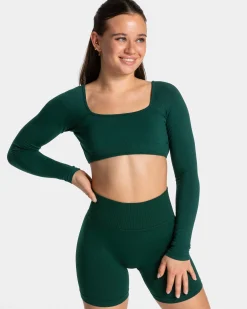 Sale Haut à manches longues Femme Backless « vert foncé » Femme Hauts À Manches Longues