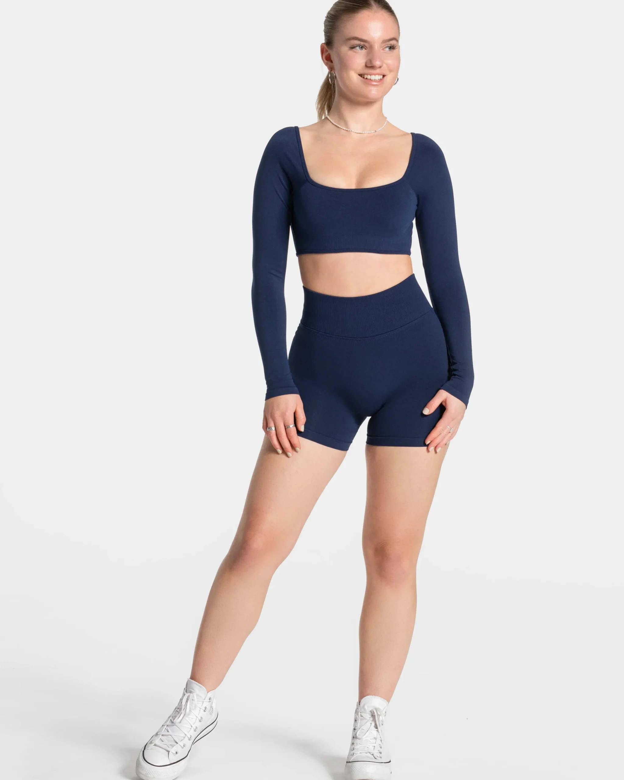 Fashion Haut à manches longues Femme Backless « bleu foncé » Femme Hauts À Manches Longues