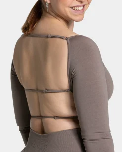 Best Haut à manches longues Femme Backless « moka » Femme Hauts À Manches Longues