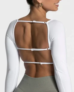 Fashion Haut à manches longues Femme Backless « blanc » Femme Hauts À Manches Longues