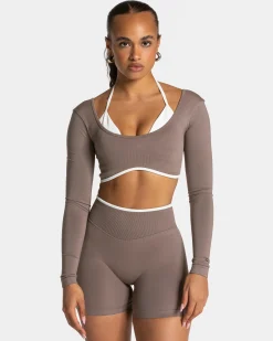 Fashion Haut à manches longues Ignite « moka » Femme Hauts À Manches Longues