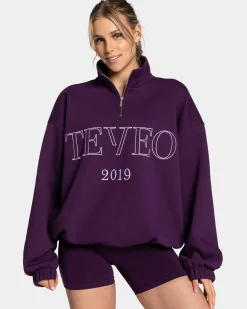 Discount Sweat-shirt demi-zippé Femme « aubergine » Femme Sweats À Capuche Et Vestes De Sport