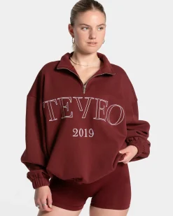 Clearance Sweat-shirt demi-zippé Femme « bordeaux » Femme Sweats À Capuche Et Vestes De Sport