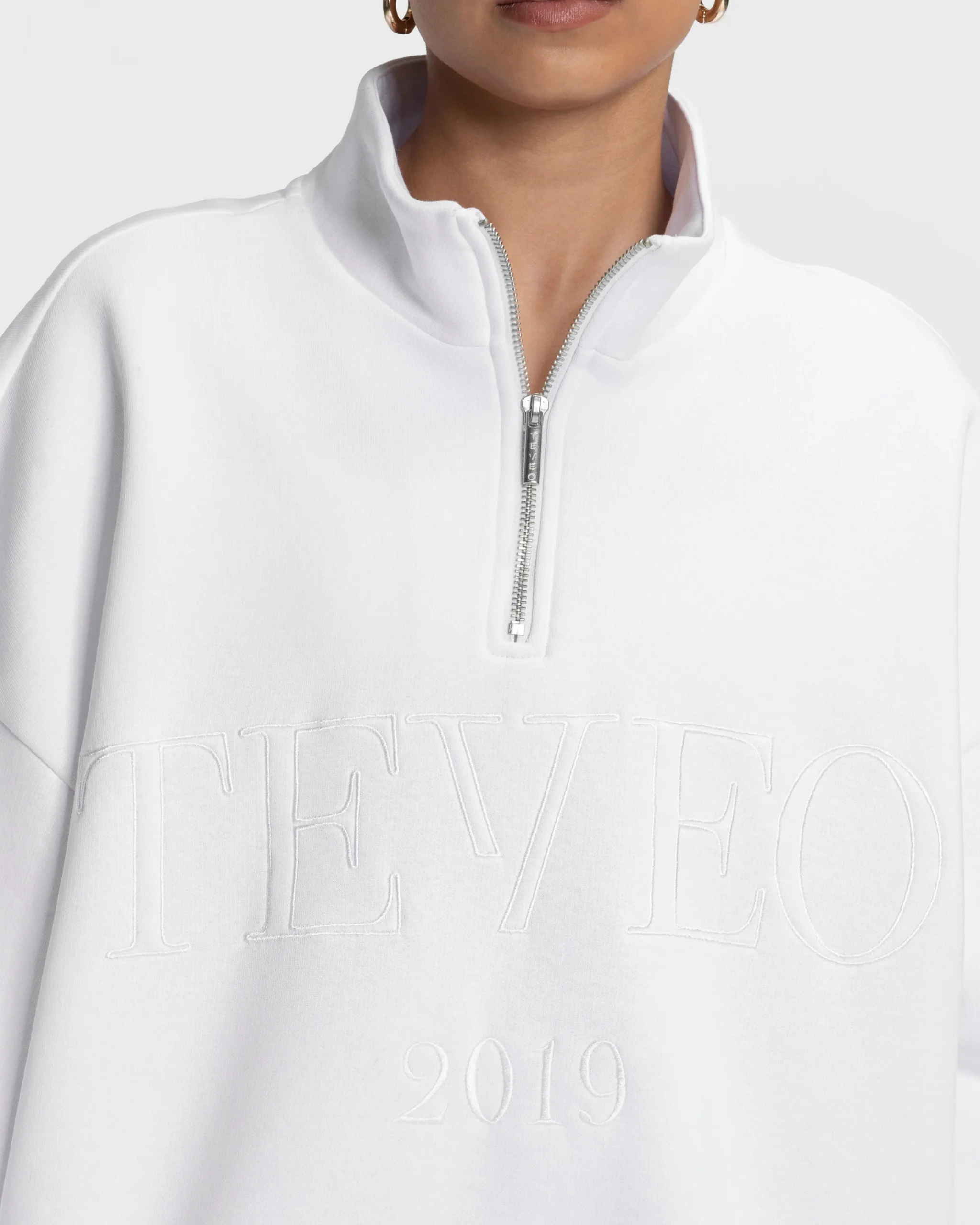 New Sweat-shirt demi-zippé Femme « blanc » Femme Sweats À Capuche Et Vestes De Sport