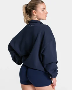 Best Sweat-shirt demi-zippé Femme « bleu foncé » Femme Sweats À Capuche Et Vestes De Sport