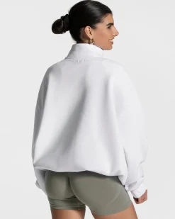 New Sweat-shirt demi-zippé Femme « blanc » Femme Sweats À Capuche Et Vestes De Sport