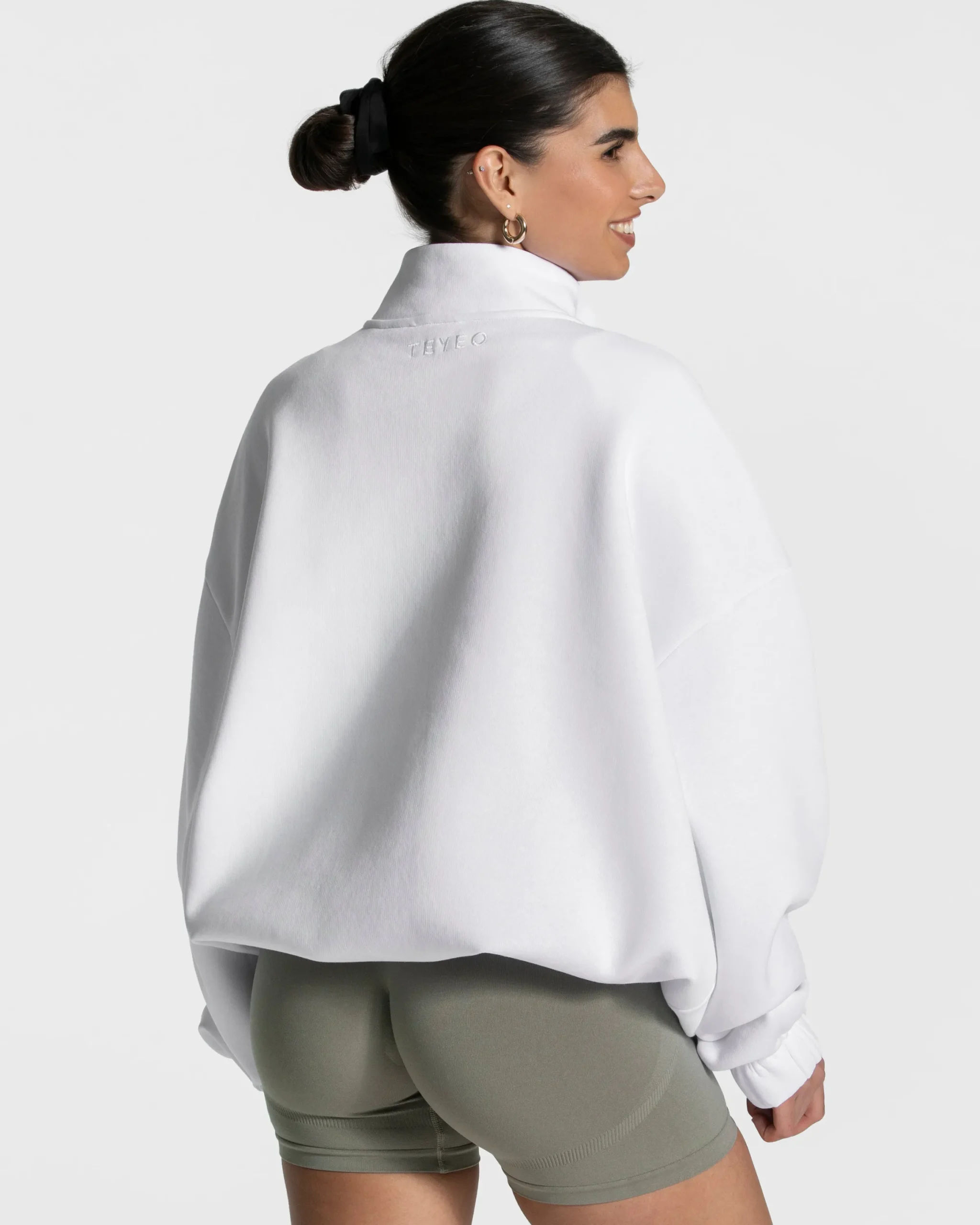 New Sweat-shirt demi-zippé Femme « blanc » Femme Sweats À Capuche Et Vestes De Sport