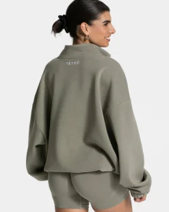 Hot Sweat-shirt demi-zippé Femme « kaki » Femme Sweats À Capuche Et Vestes De Sport
