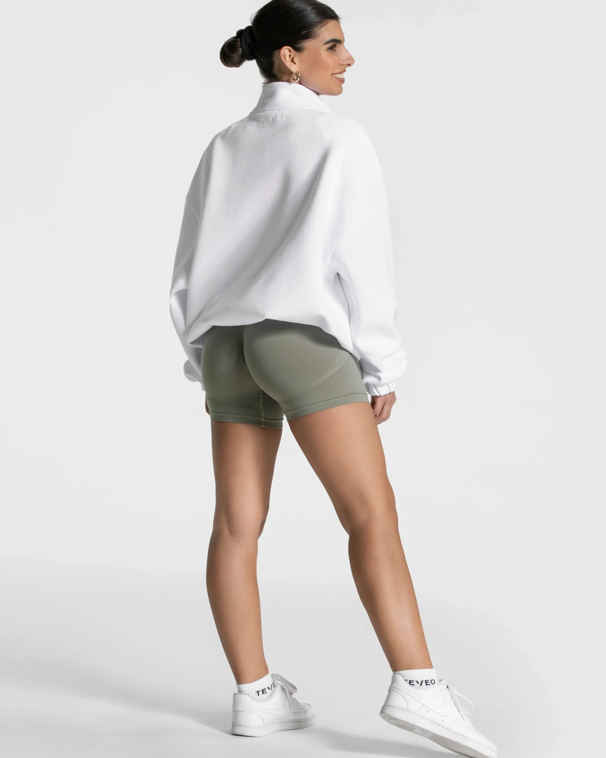 New Sweat-shirt demi-zippé Femme « blanc » Femme Sweats À Capuche Et Vestes De Sport