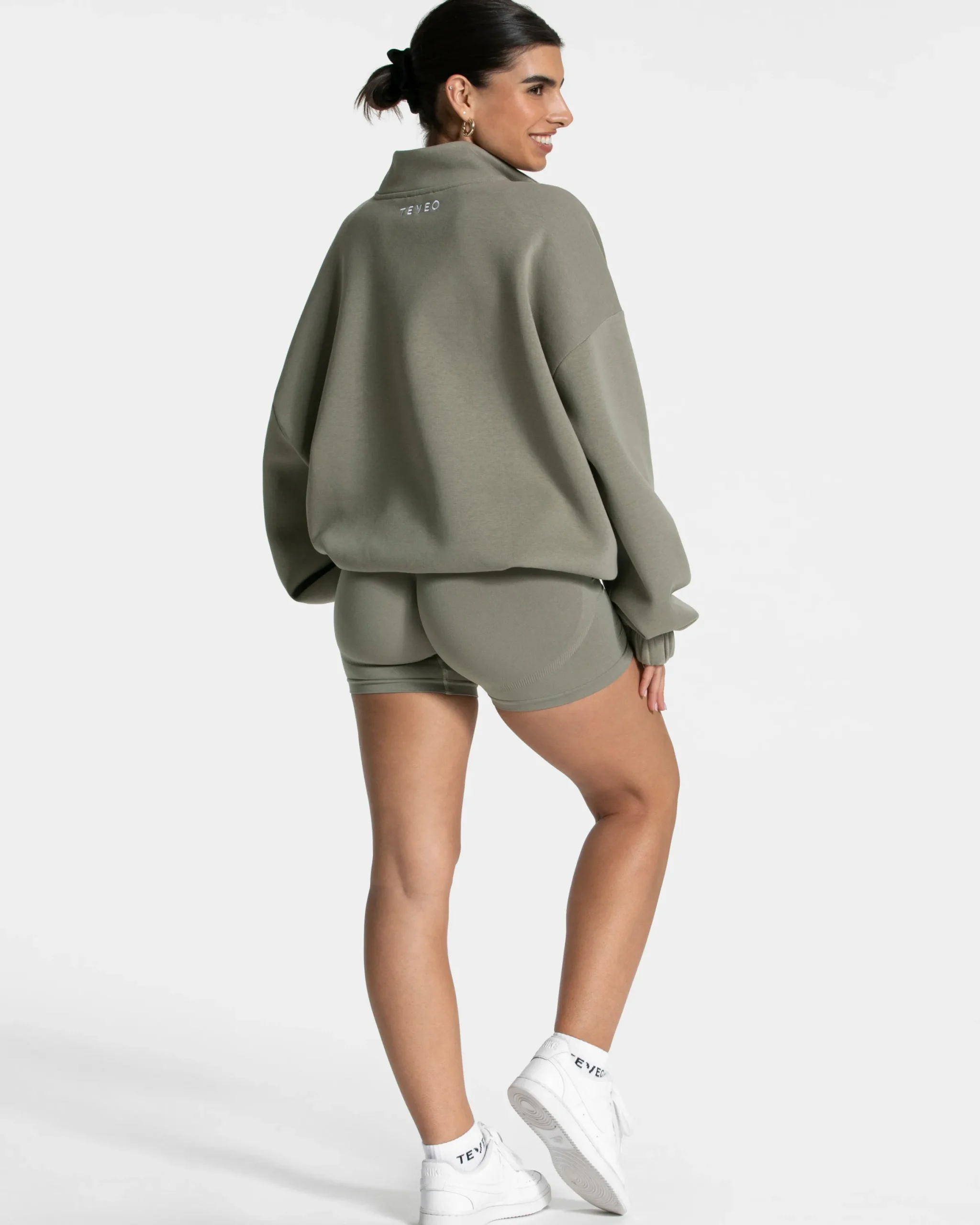 Hot Sweat-shirt demi-zippé Femme « kaki » Femme Sweats À Capuche Et Vestes De Sport