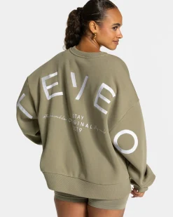Discount Sweat-shirt oversize Signature « Kaki » Femme Sweats À Capuche Et Vestes De Sport