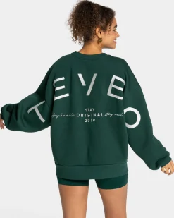 Hot Sweat-shirt oversize Signature « vert foncé » Femme Sweats À Capuche Et Vestes De Sport