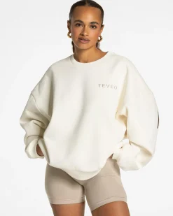 Sale Sweat-shirt oversize Signature « Latte » Femme Sweats À Capuche Et Vestes De Sport