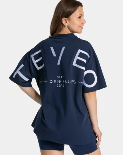 New T-shirt oversize Signature « bleu foncé » Femme T-shirts