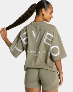 Clearance T-shirt oversize Signature « Kaki » Femme T-shirts