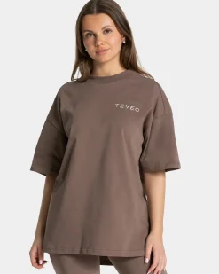 Hot T-shirt oversize Signature « moka » Femme T-shirts