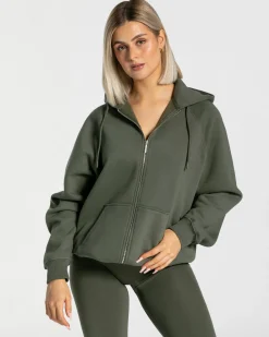Discount Veste de sport Statement Oversized « kaki » Femme Sweats À Capuche Et Vestes De Sport