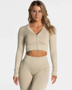 Fashion Veste de sport Statement Zip « sable » Femme Hauts À Manches Longues