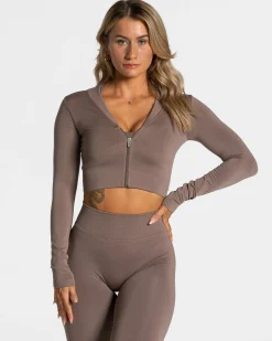 Clearance Veste de sport Statement Zip « moka » Femme Hauts À Manches Longues