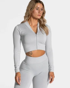 Clearance Veste de sport Statement Zip « gris clair » Femme Hauts À Manches Longues