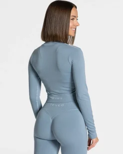 Discount Veste de sport Statement Zip « bleu acier » Femme Hauts À Manches Longues