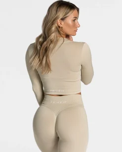 Fashion Veste de sport Statement Zip « sable » Femme Hauts À Manches Longues