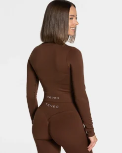 Outlet Veste de sport Statement Zip « café » Femme Hauts À Manches Longues