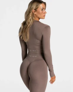 Clearance Veste de sport Statement Zip « moka » Femme Hauts À Manches Longues