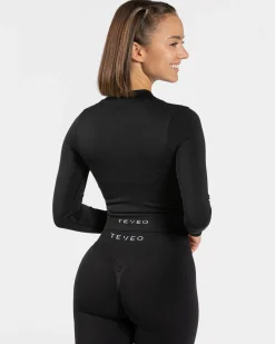 New Veste de sport Statement Zip « noir » Femme Hauts À Manches Longues