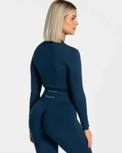 Fashion Veste de sport Statement Zip « bleu foncé » Femme Hauts À Manches Longues