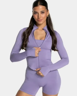 Sale Veste de sport zippée Shaping Femme « lavande » Femme Hauts À Manches Longues