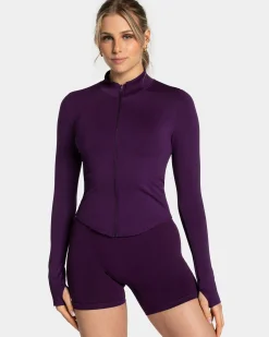 Hot Veste de sport zippée Shaping Femme « aubergine » Femme Hauts À Manches Longues
