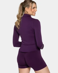 Hot Veste de sport zippée Shaping Femme « aubergine » Femme Hauts À Manches Longues