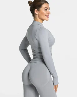 Hot Veste zippée Femme Shaping « gris » Femme Hauts À Manches Longues